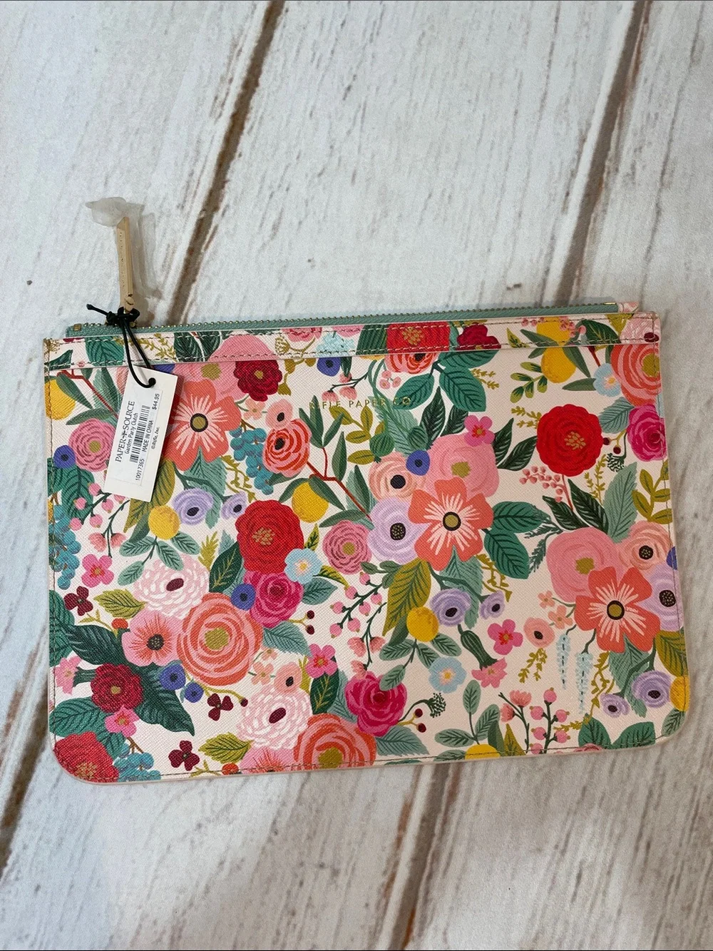 Rifle Paper Source Floral Pouch  Garden Party Clutch Makeup E-Reader Sleeve NEW
